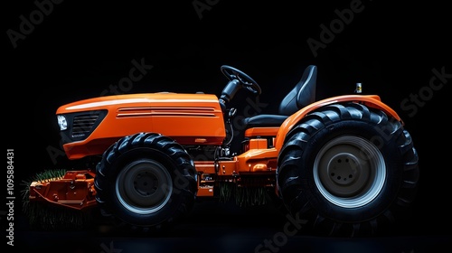 Modern Tractor with Rear-Mounted Mower Attachment photo