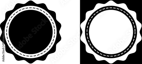 Circle seal stamp lace icon vector illustration.