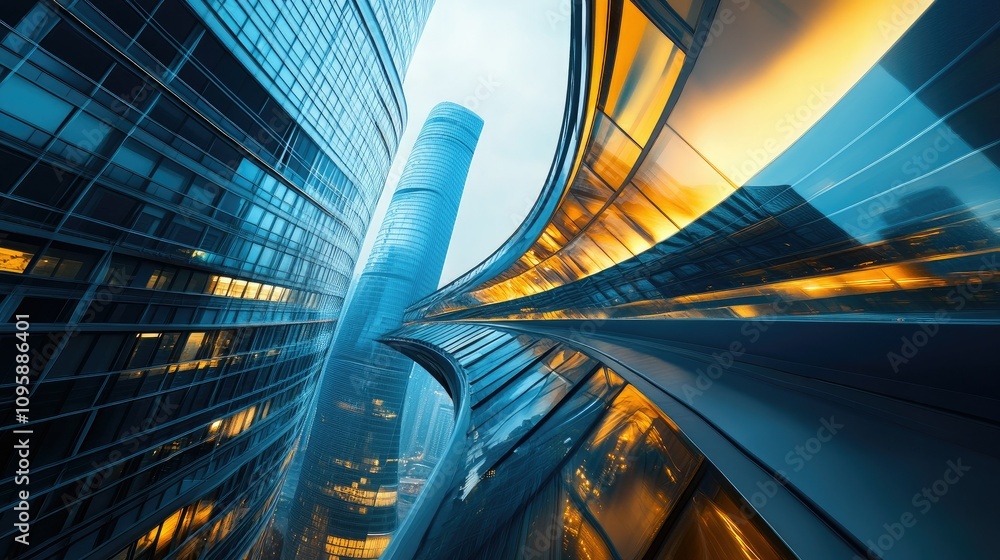 Fototapeta premium Dynamic View of Shanghai Skyline at Twilight