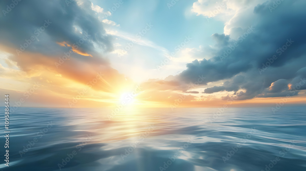 Obraz premium Golden Sunset over Ocean Background