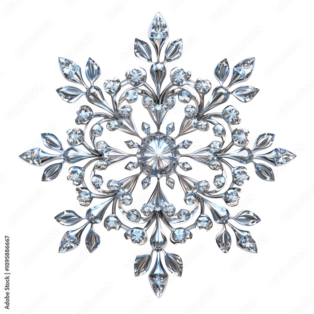 Fototapeta premium Elegant Snowflake Design Adorned with Sparkling Gemstones