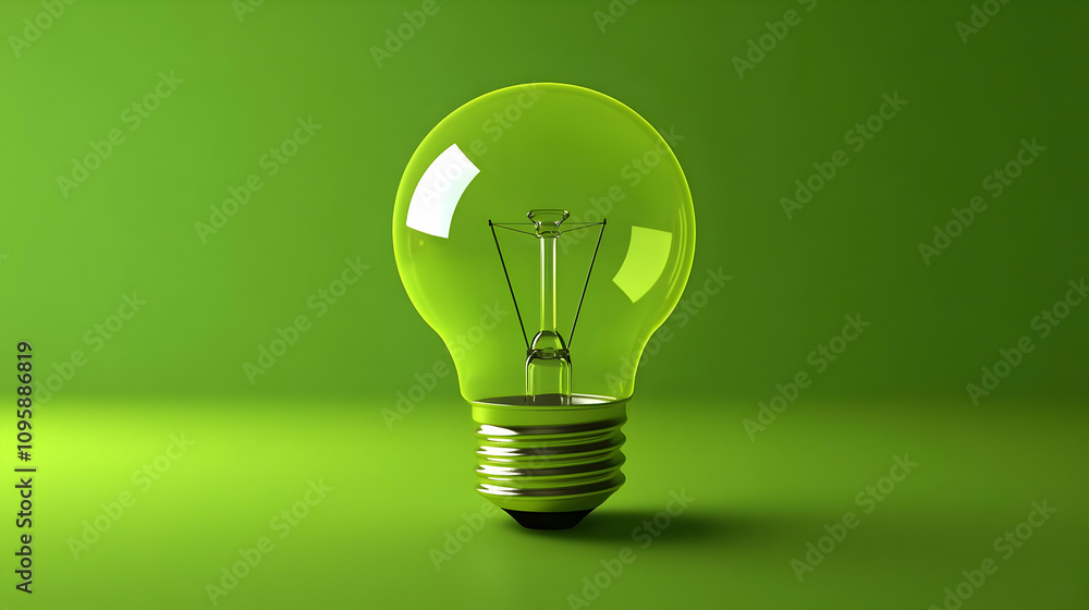 3D Light Bulb on Green Background Illustration 3D Light Bulb on Green Background Illustration