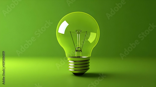 3D Light Bulb on Green Background Illustration