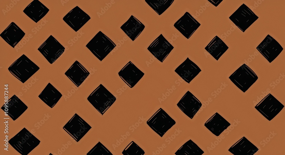 Black Rhombus pattern hand drawn design on Brown background illustration Black Rhombus pattern hand drawn design on Brown background illustration