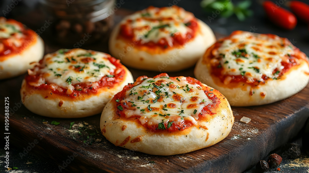 Mini Pizza with Tomato Sauce and Cheese - Food Photography Mini Pizza with Tomato Sauce and Cheese - Food Photography