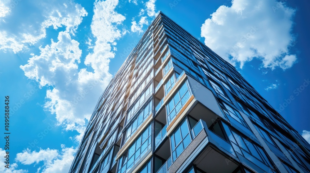 Modern Angular Building Against Blue Sky Modern Angular Building Against Blue Sky