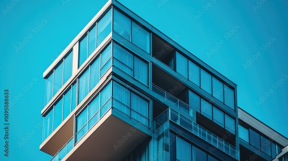 Modern Apartment Building with Large Glass Facade Modern Apartment Building with Large Glass Facade