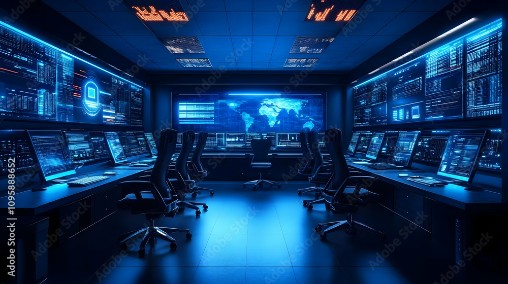 Cybersecurity Operations Center - 3D Illustration Cybersecurity Operations Center - 3D Illustration