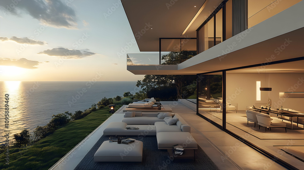 custom made wallpaper toronto digitalModern House With Ocean View Illustration