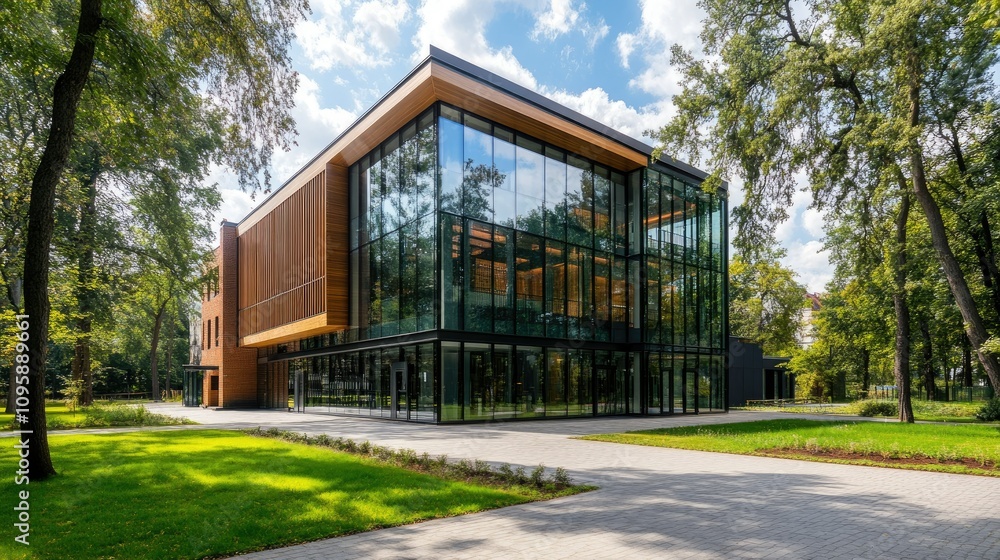 Modern Office Building in Grunwald with Glass Facade Modern Office Building in Grunwald with Glass Facade