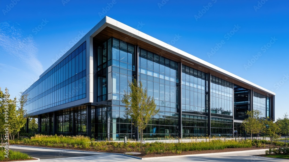 Modern Office Complex with Expansive Glass Design Modern Office Complex with Expansive Glass Design