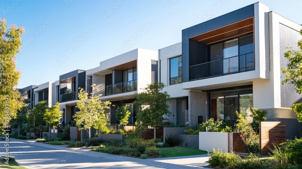 Modern Residential Area with Contemporary Architecture Modern Residential Area with Contemporary Architecture