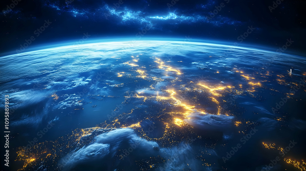 Earth at Night Realistic Image Earth at Night Realistic Image