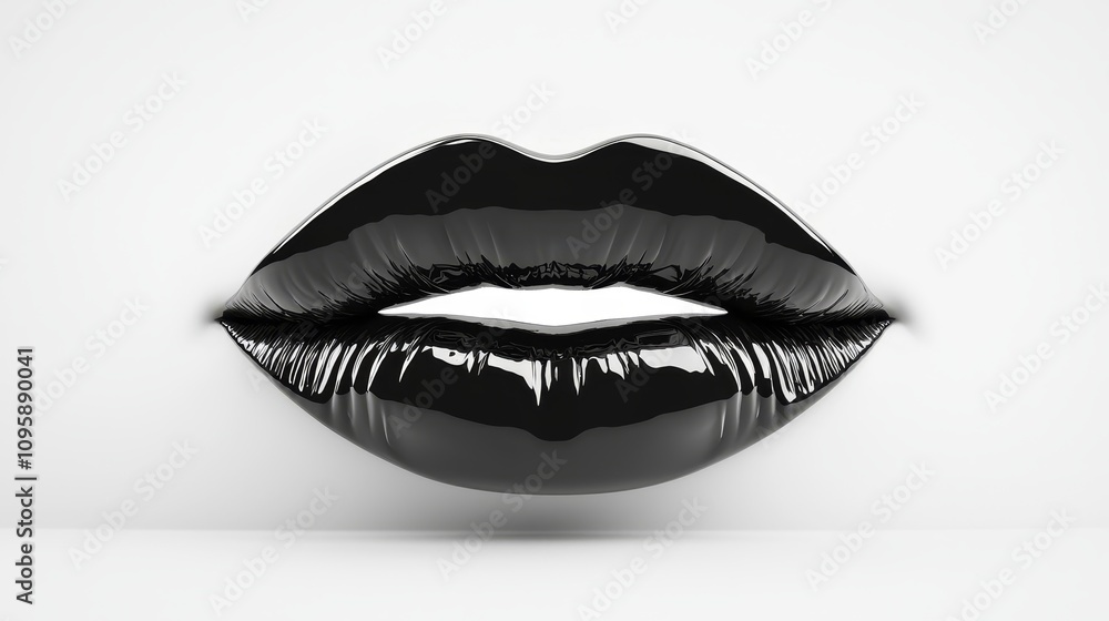Ultra-detailed black lips, vibrant gloss, isolated white background Ultra-detailed black lips, vibrant gloss, isolated white background