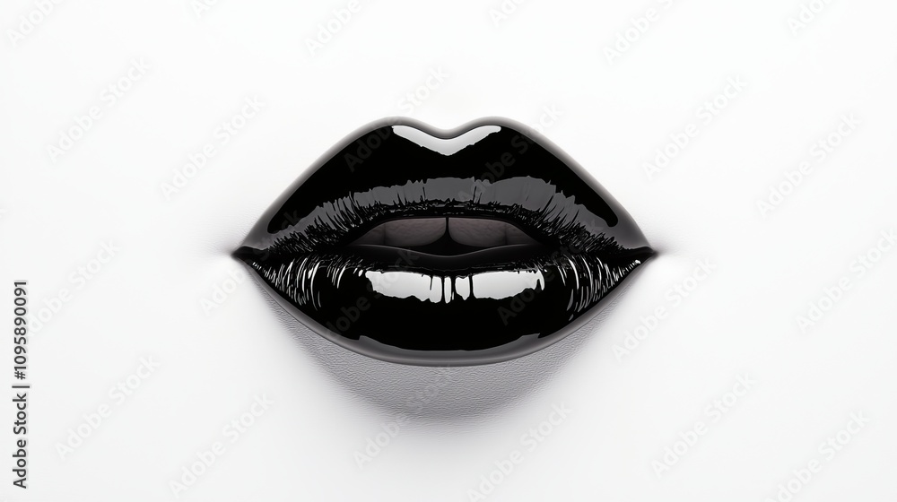 Bold black lips, glossy sheen, high-detail, white isolated background Bold black lips, glossy sheen, high-detail, white isolated background
