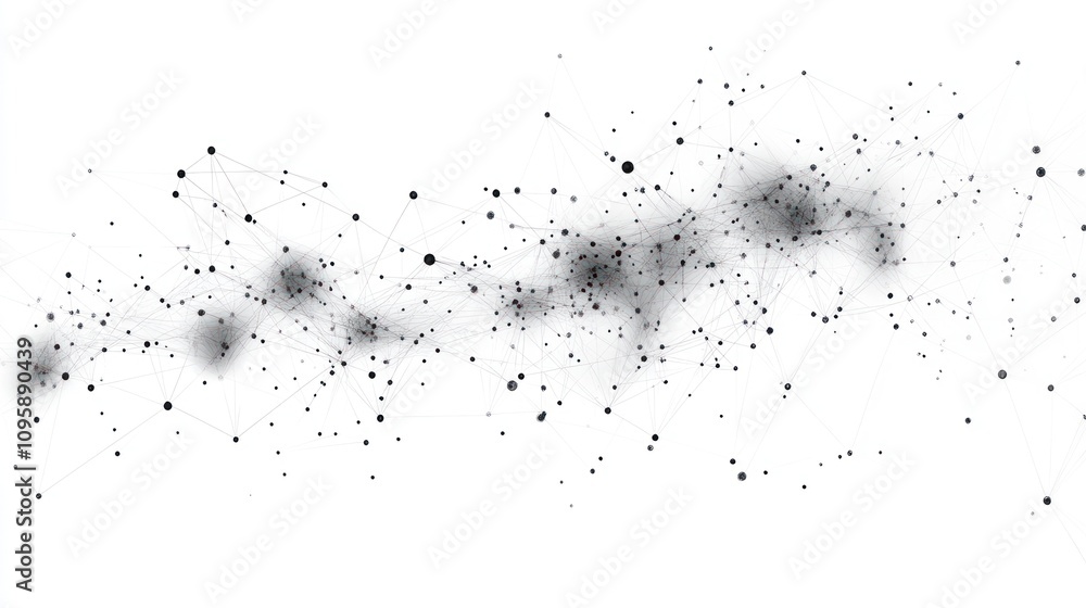 Obraz premium Abstract representation of a network or cosmic structure with scattered dots and connections.
