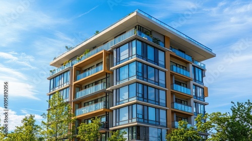 Modern Multi-Storey Apartment Building with Large Windows