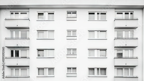 Modern Apartment Facade with Striking Windows Design photo