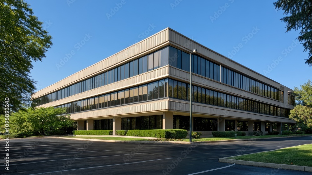 Modern Office Building from the 1960s Perspective Modern Office Building from the 1960s Perspective