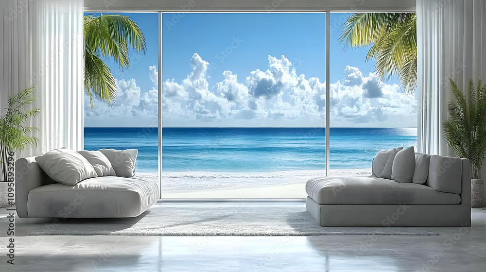 Beach View Interior Design - Living Room with Ocean View Beach View Interior Design - Living Room with Ocean View
