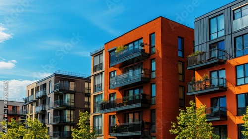 Modern Urban Residential Complex Under Bright Sky