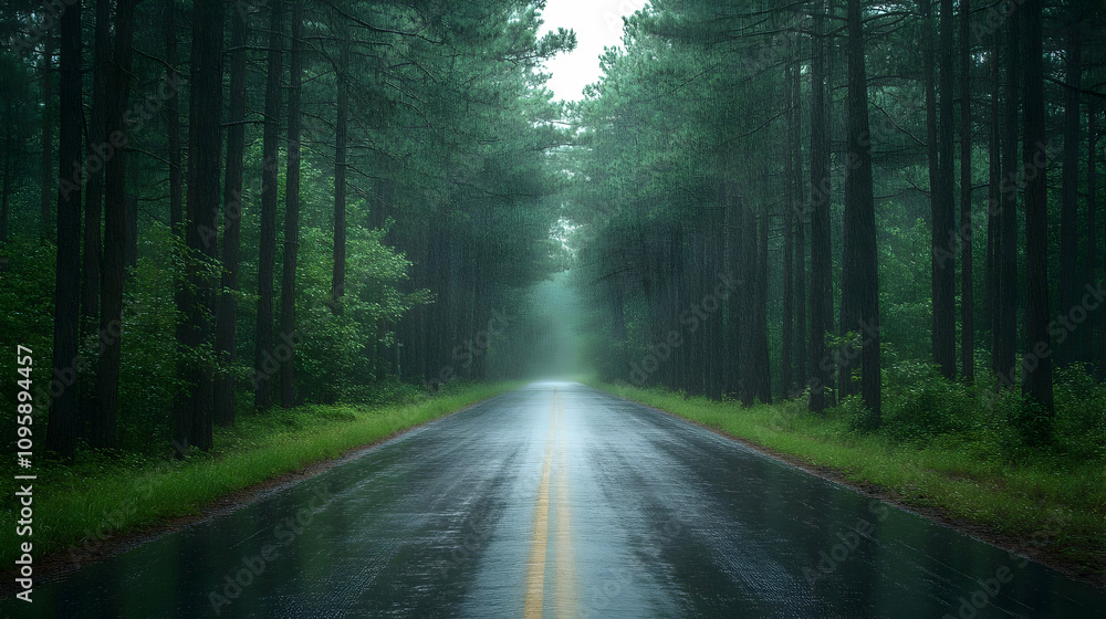 Rainy Forest Road - Landscape Photograph Rainy Forest Road - Landscape Photograph