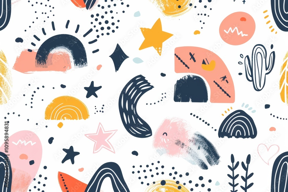 Art modern children's background or banner with simple elements Art modern children's background or banner with simple elements