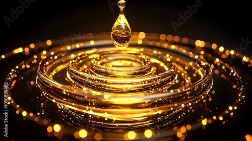 Wallpaper Mural Golden oil light spiral, floating oil drops glowing softly Torontodigital.ca