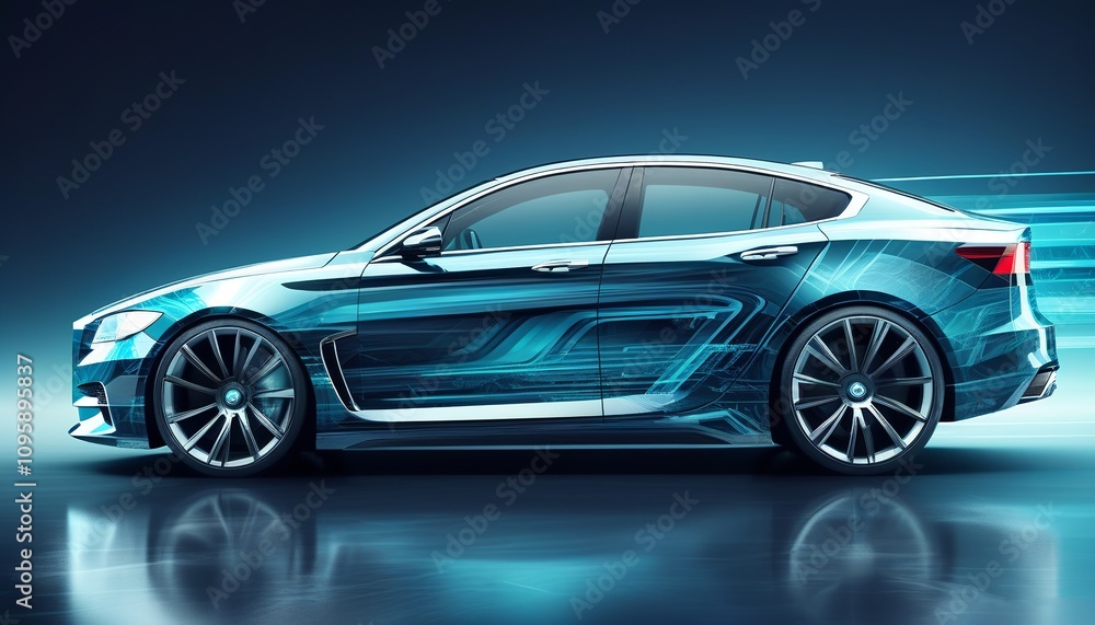 Abstract Car Design Illustration. Created with generative AI technology Abstract Car Design Illustration. Created with generative AI technology