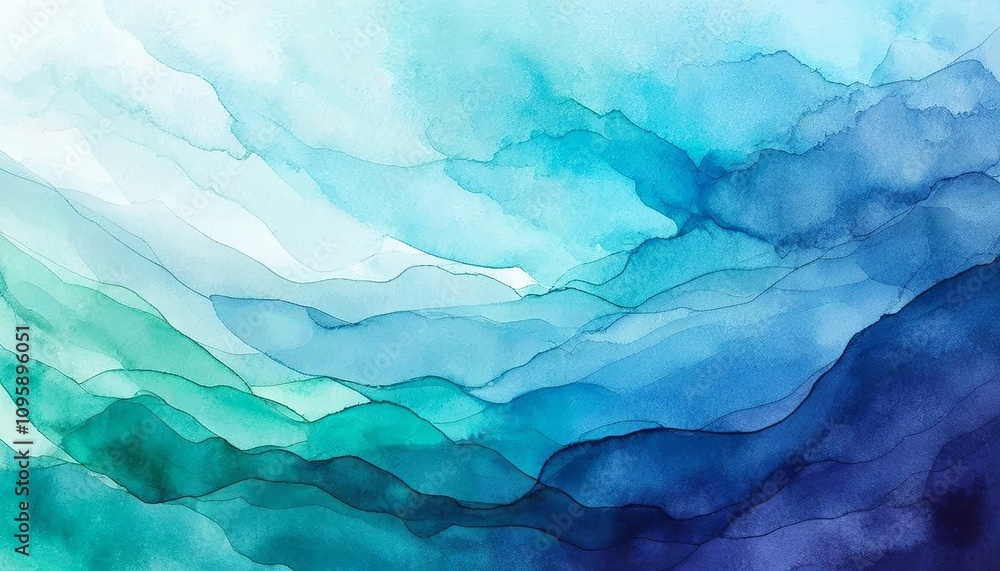 Naklejka premium Abstract Deep Blue Watercolor Texture Background for Banner. Created with generative AI technology