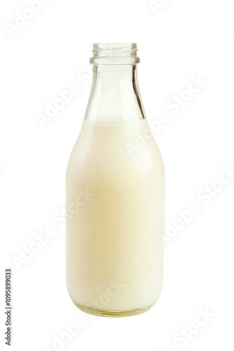 Milk bottle isolated on white and transparent background