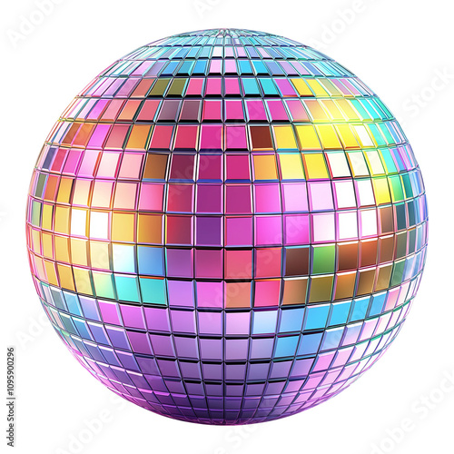 disco ball isolated on transparent white background, clipping path