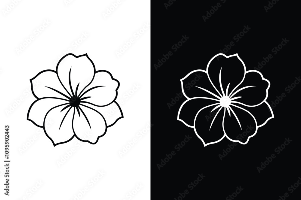 Petunia Flower Icon. Clean Line Art Vector Illustration