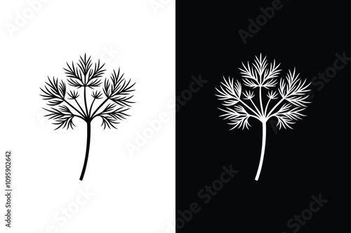 Dill Herb and Spices Icon. Black Vector Silhouette for Designers