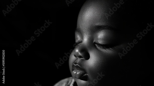 Peaceful Baby Face in Soft Bedroom Light