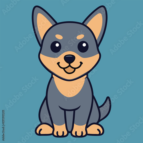 Australian Kelpie Baby Dog clipart, Dog Puppy Sitting Expression design, Domestic baby Pet cartoon lover design sublimation
