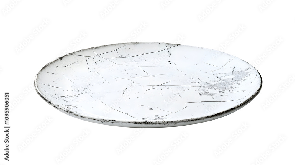 Elegant Minimalist White Plate with Unique Textures and Subtle Cracks for Fine Dining Presentation Elegant Minimalist White Plate with Unique Textures and Subtle Cracks for Fine Dining Presentation