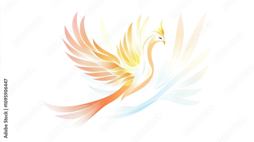 Abstract illustration of a phoenix in flight. Abstract illustration of a phoenix in flight.
