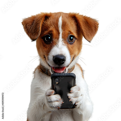 dog with phone