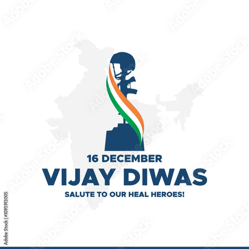 Vijay Diwas. Victory Day. 16 December 1971. Holiday Concept. Template for background with banner, poster and card. Vector illustration. Creative Vector illustration of Vijay Diwas (VICTORY DAY)banner