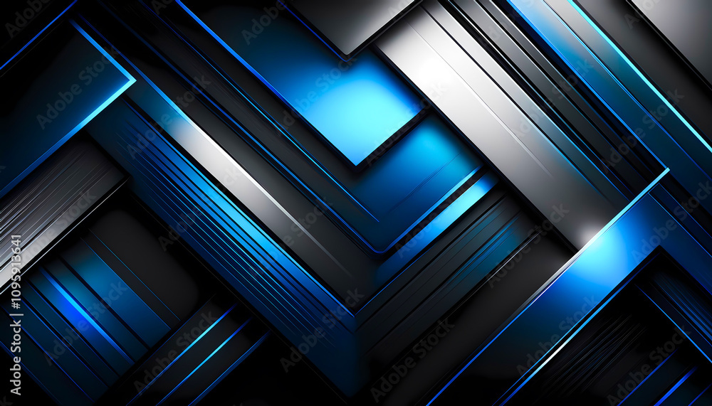 Abstract Metallic Blue and Silver Chevron Pattern Abstract Metallic Blue and Silver Chevron Pattern