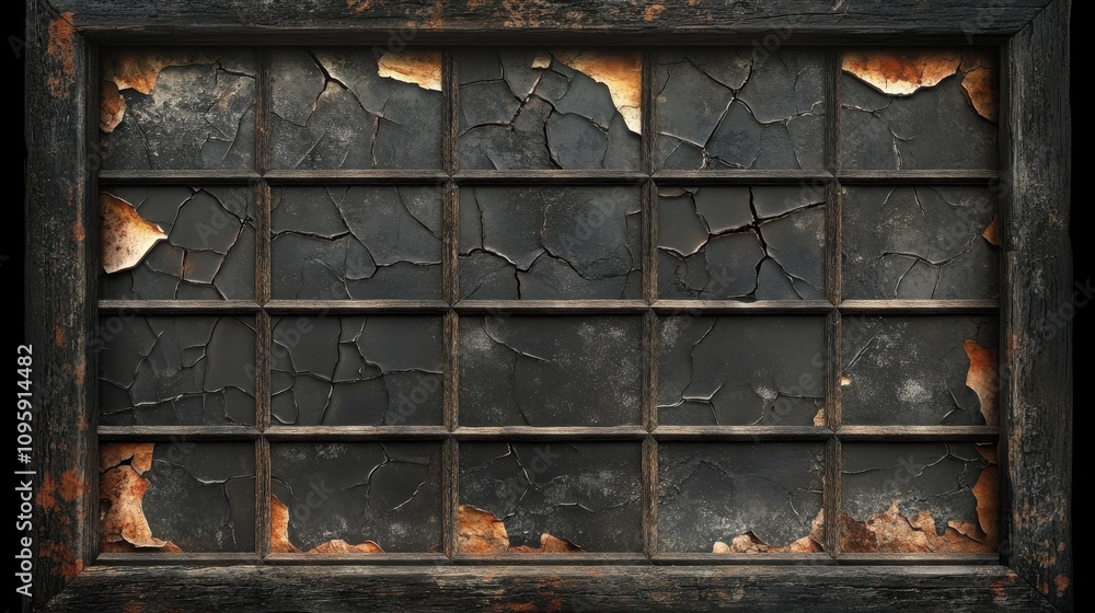 Weathered Window Frame with Peeling Paint in Low Light Weathered Window Frame with Peeling Paint in Low Light