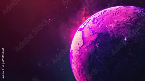 Purple planet in space