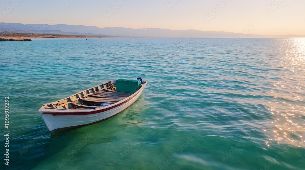 Naklejka premium boat on the sea
