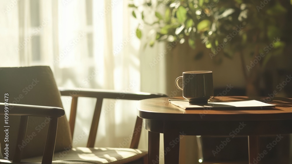 Cozy Study Space with Natural Lighting and Tablet Screen