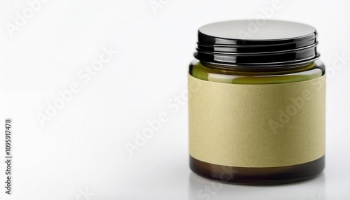 A stylish glass jar with a blank label for branding options.
