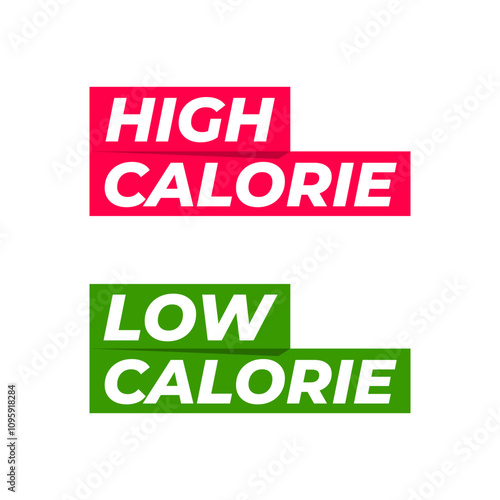 High Low Calorie Foods Healthy Word Icon Label Design Vector