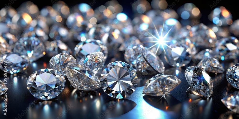 Close-up Composition of Sparkling Diamonds on Dark Surface, Gems Glimmer, Diamond Facets, Luxury Concept, Diamond, Sparkle, Gem Close-up Composition of Sparkling Diamonds on Dark Surface, Gems Glimmer, Diamond Facets, Luxury Concept, Diamond, Sparkle, Gem