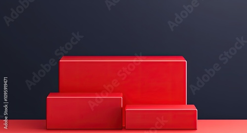 Red Podium for Product Display Concepts, Sale Presentation Showroom 