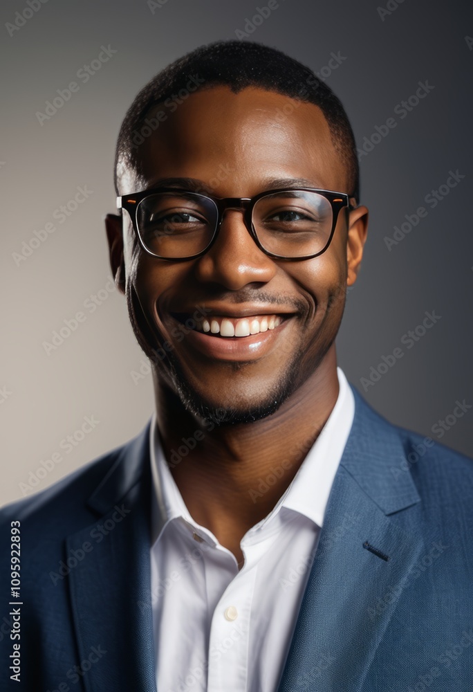 Confident black man in glasses smiling black businessman portrait Ultra realistic Photorealistic hyperdetailed photography soft light head and shoulders portrait cover Confident black man in glasses smiling black businessman portrait Ultra realistic Photorealistic hyperdetailed photography soft light head and shoulders portrait cover